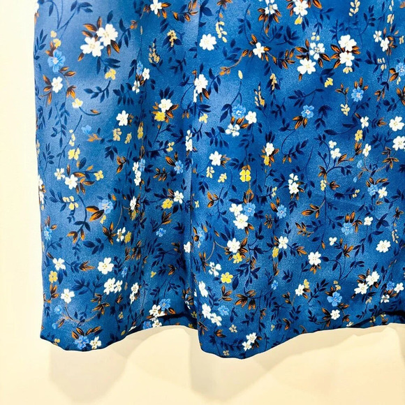 ÉMOTIONS EXCLUSIF Vintage Blue floral high-waist midi skirt | Retro feminine * - Picture 4 of 8